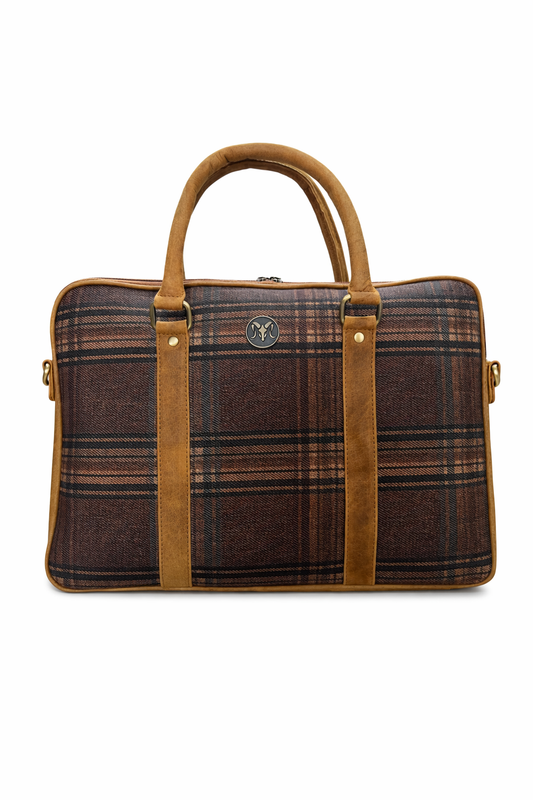 ARIES Checkered Pattern Laptop Bag 16"inch (Tan)