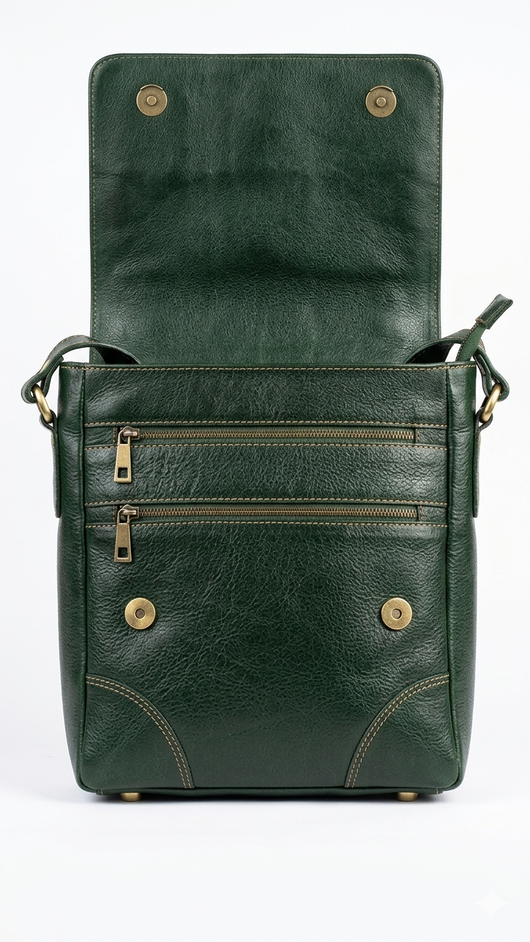 ARIES Maverick Leather Messenger Bag(Green)