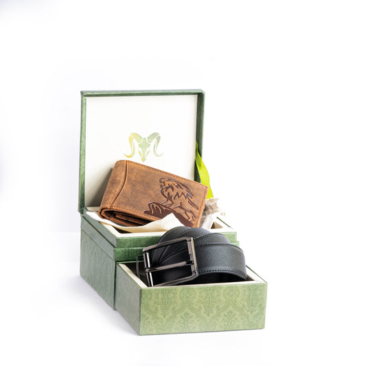 ARIES Lion Edition Wallet & Belt Combo