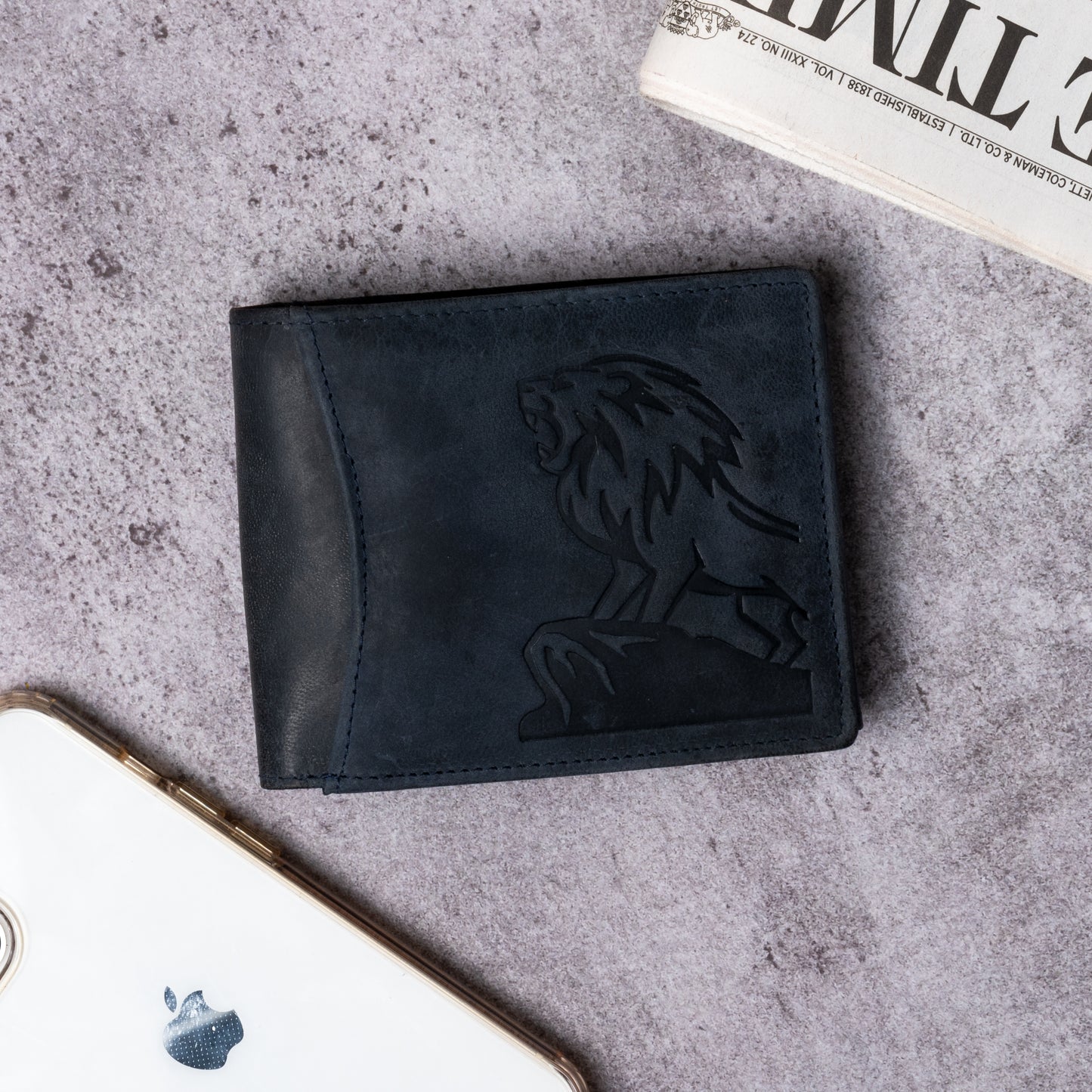 ARIES Lion Edition Men's Wallet (Blue)