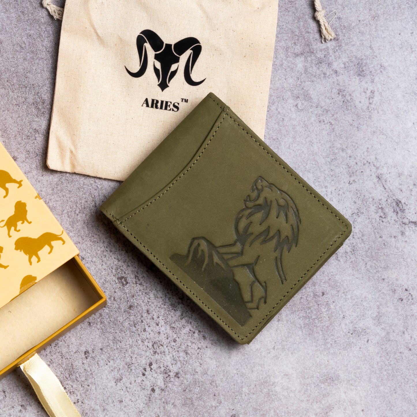 ARIES Lion Edition Men's Wallet (Green)