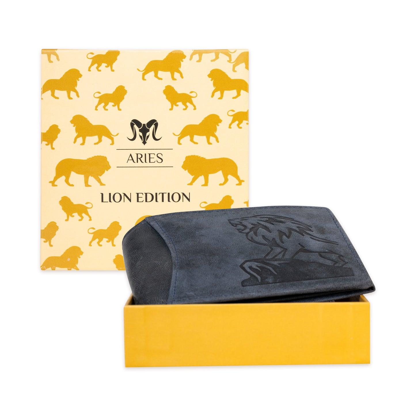 ARIES Lion Edition Men's Wallet (Blue)