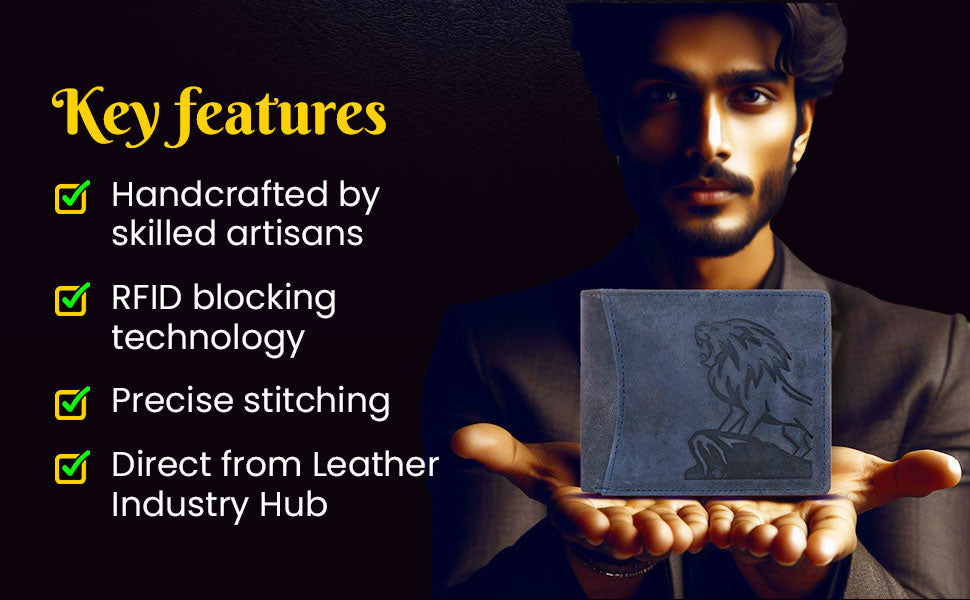 ARIES Lion Edition Men's Wallet (Blue)