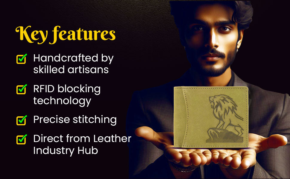 ARIES Lion Edition Men's Wallet (Green)