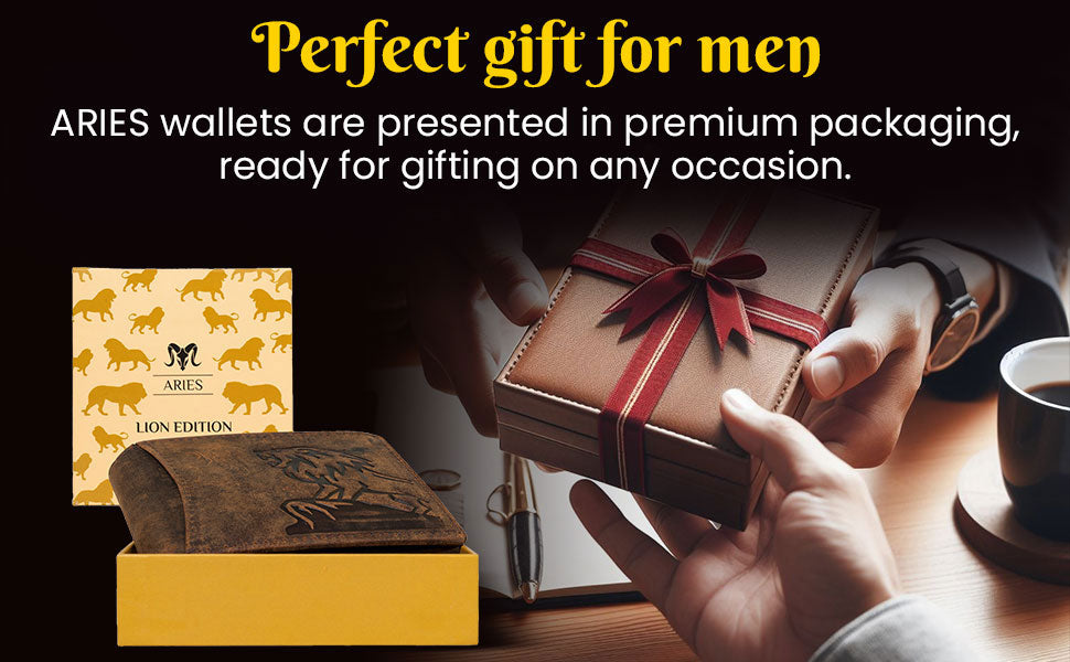 ARIES Lion Edition Men's Wallet (Tan)