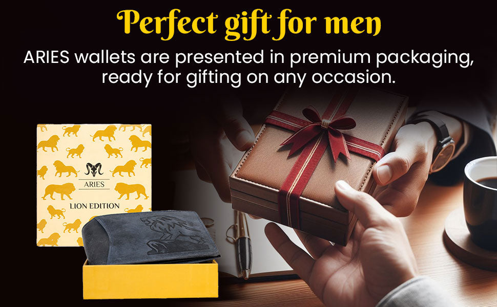 ARIES Lion Edition Men's Wallet (Blue)