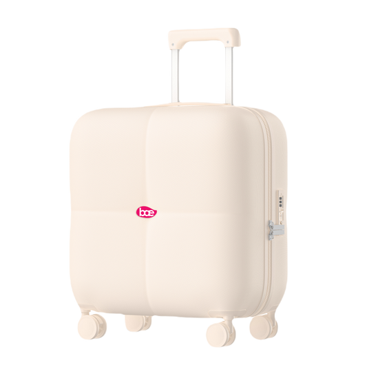 BAE x ARIES Carry-On Cabin Luggage – Beige | Lightweight Hard Shell Trolley Suitcase | 360° Spinner Wheels | TSA Lock | Cabin Size
