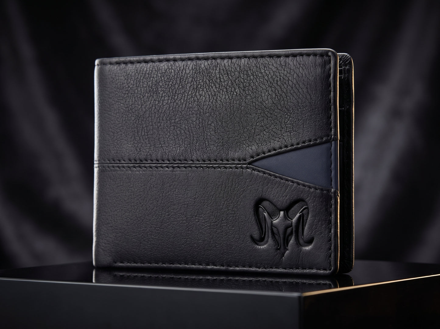 Aries Premium Black Genuine Leather Card Holder Wallet