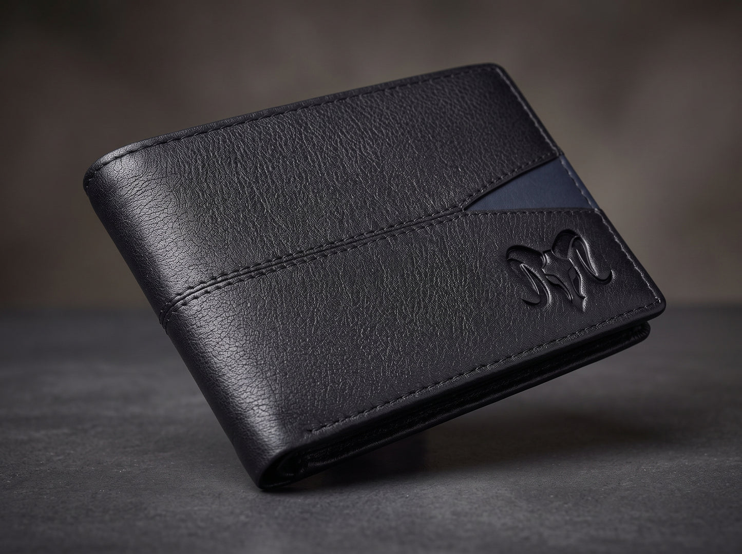 Aries Premium Black Genuine Leather Card Holder Wallet