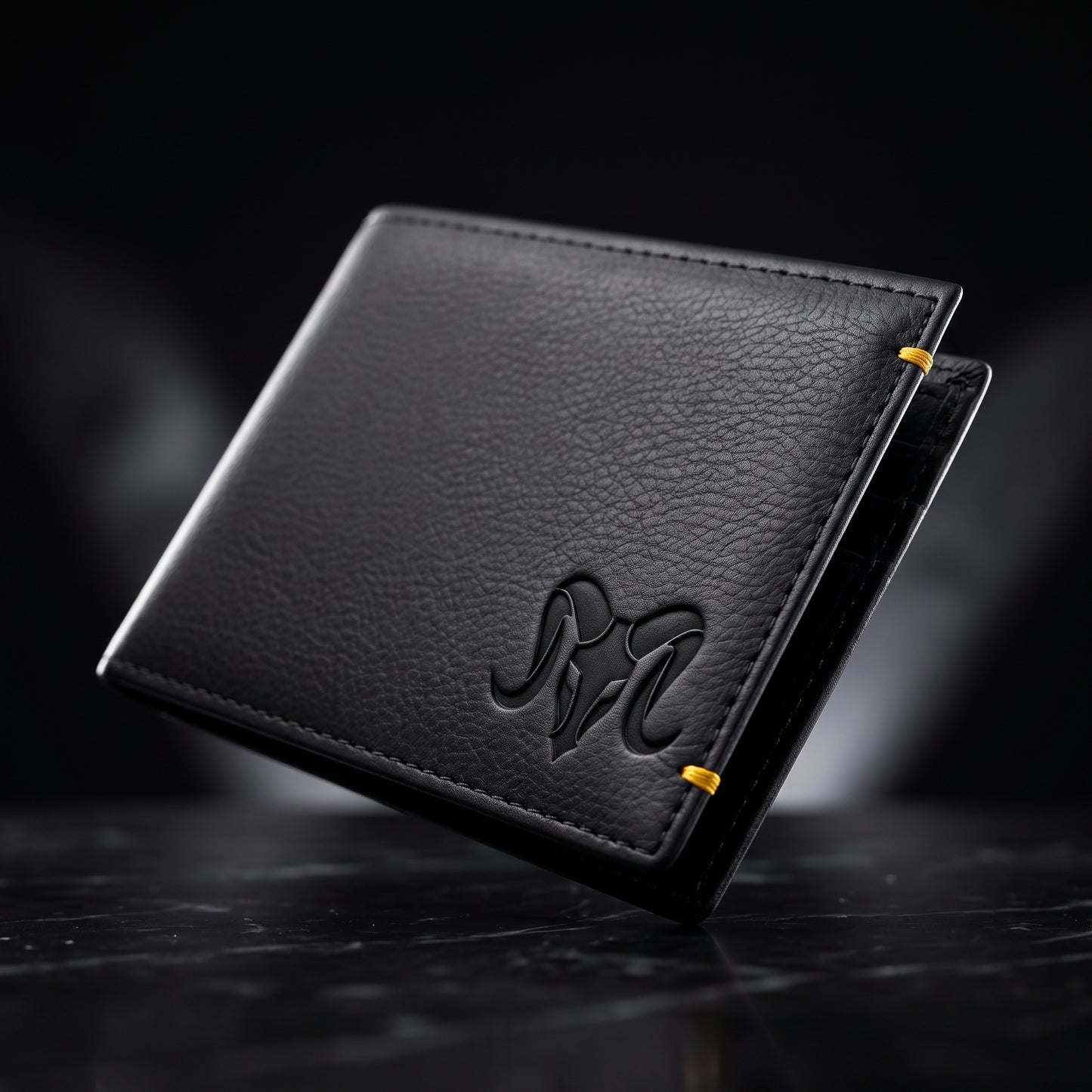 Aries Premium Black Genuine Leather Money Clip Wallet