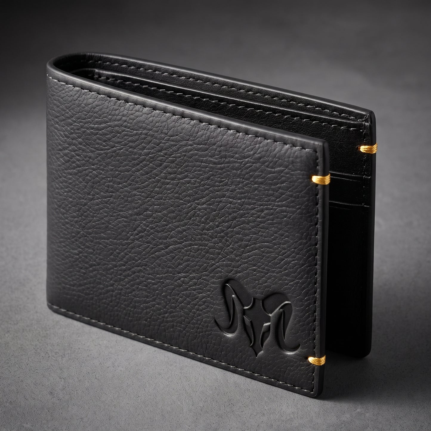 Aries Premium Black Genuine Leather Money Clip Wallet