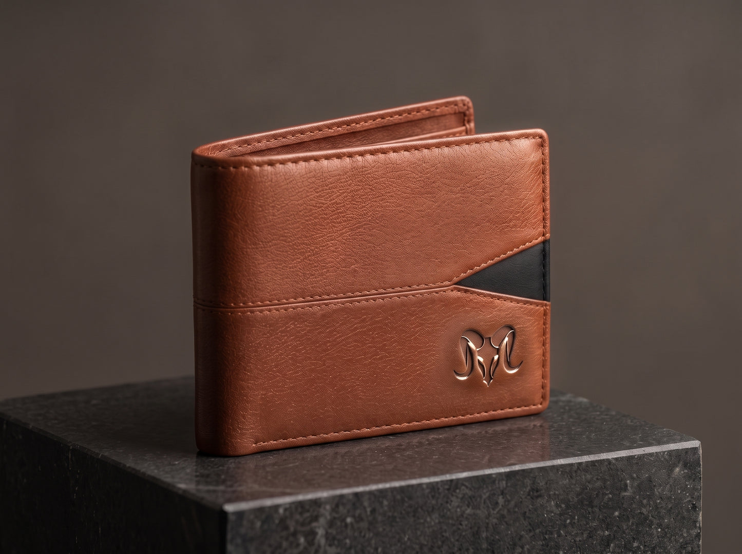 Aries Premium Tan Genuine Leather Bi-Fold Wallet
