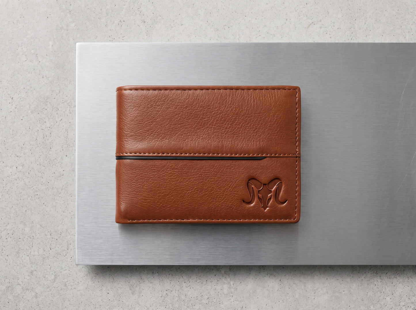 Aries Premium Tan Genuine Leather Bi-Fold Wallet