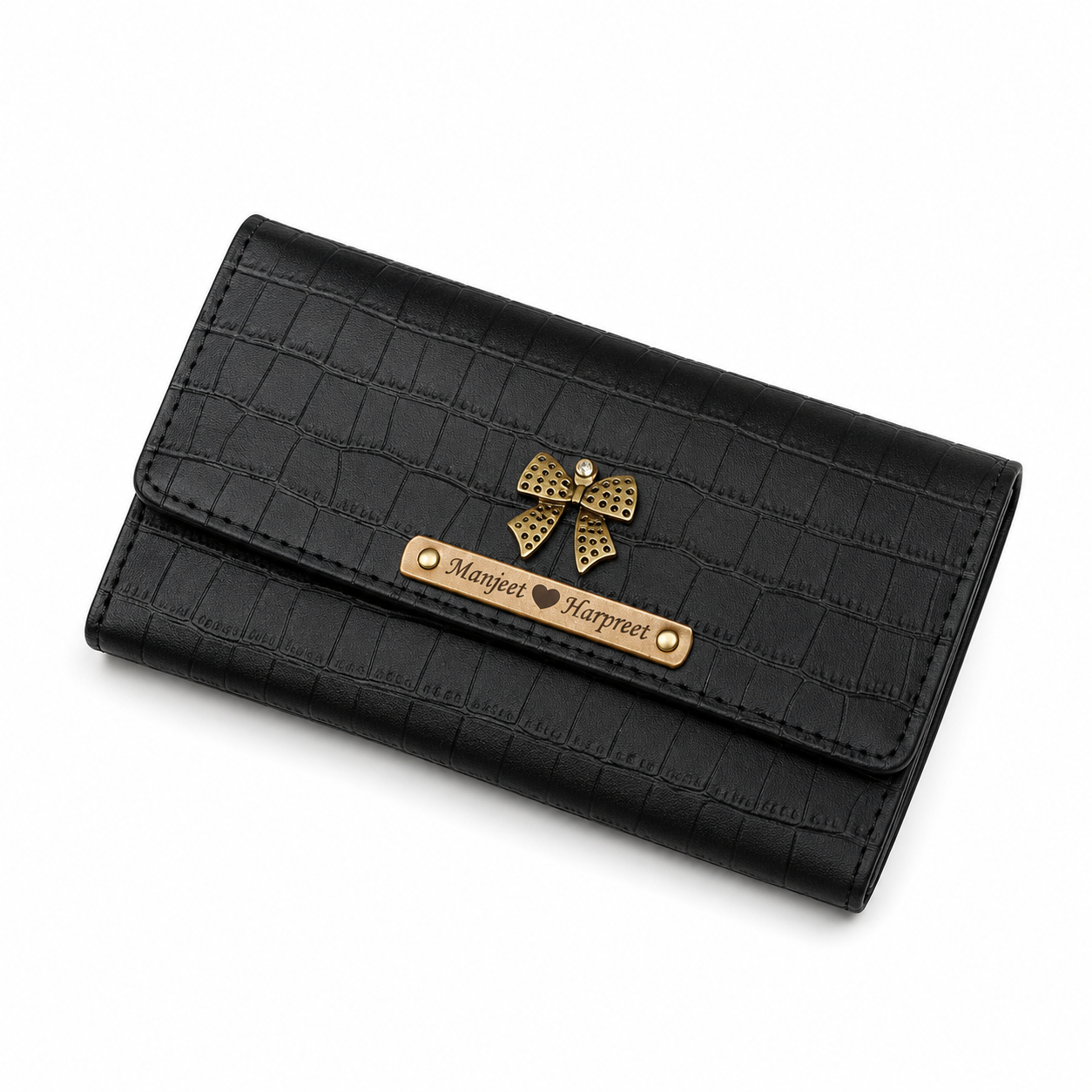 ARIES Crocodile Luxe Personalized Clutch(Black)