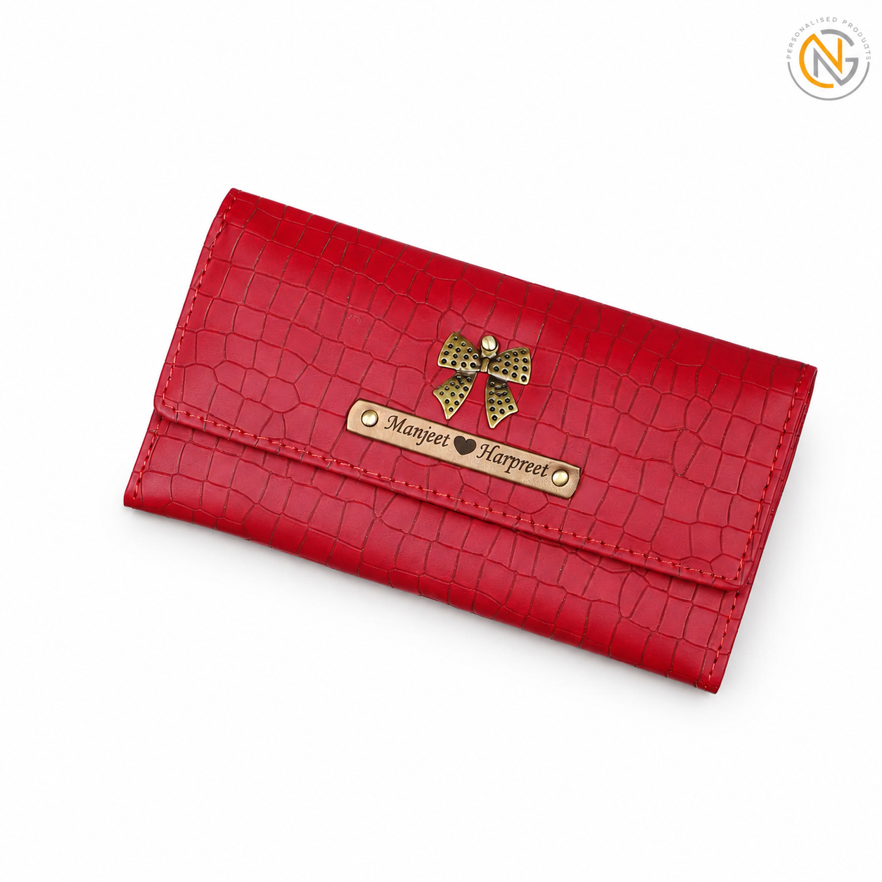 ARIES Crocodile Luxe Personalized Clutch(Red)