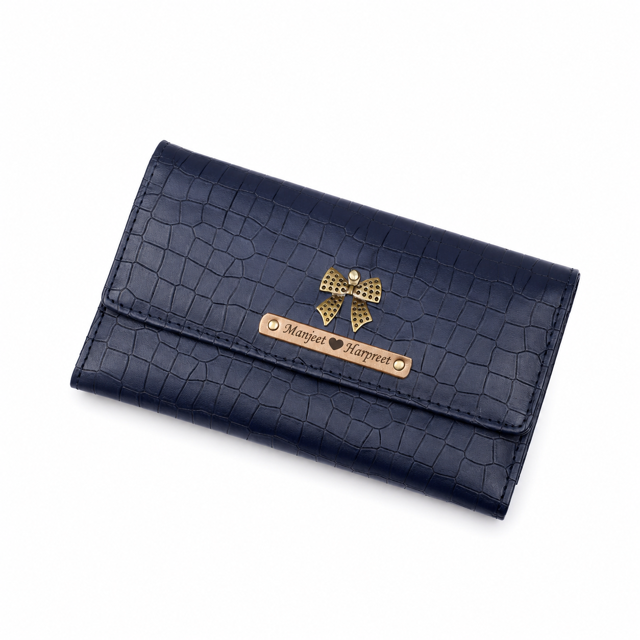 ARIES Crocodile Luxe Personalized Clutch(Blue)