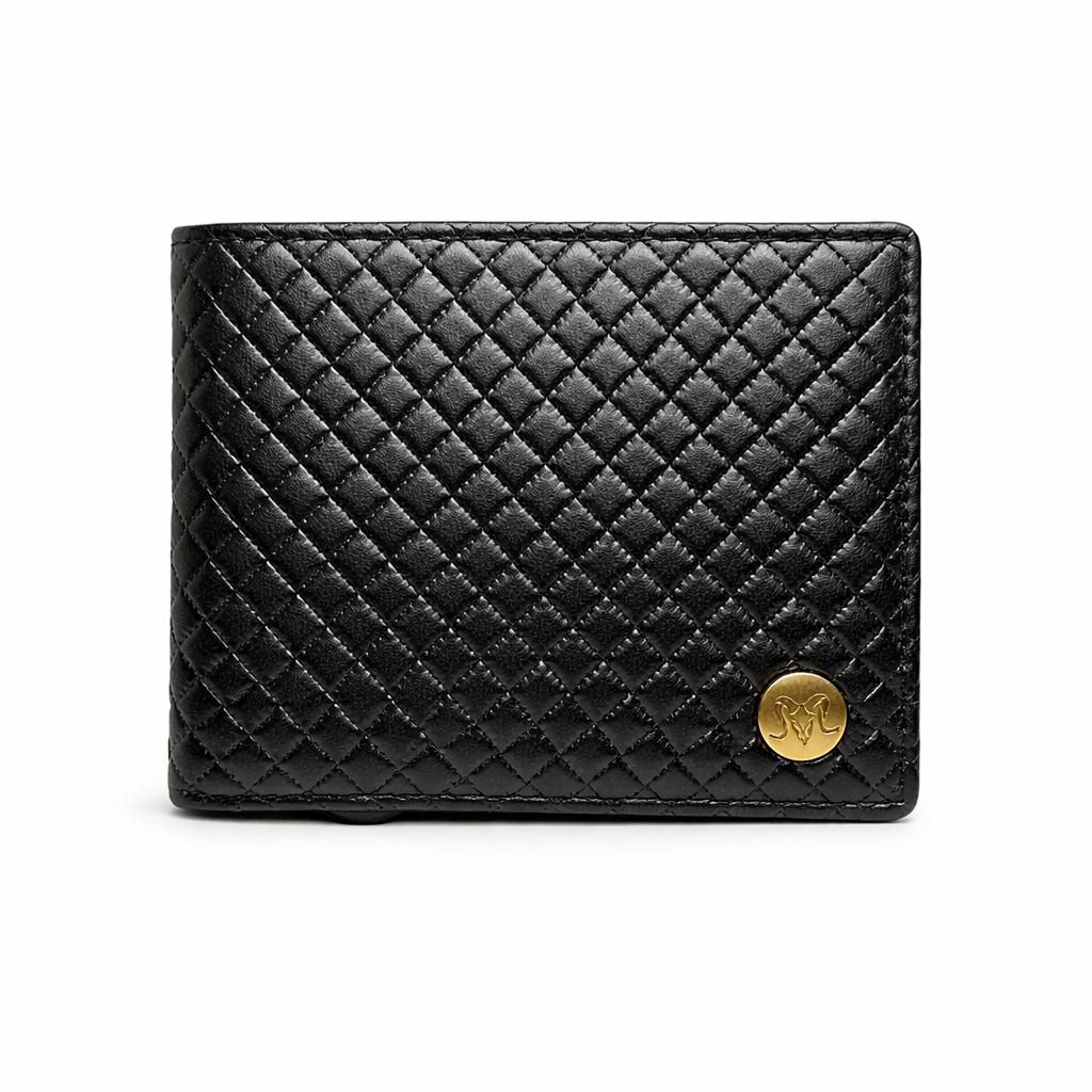 ARIES Check Pattern Wallet (Black) with Belt