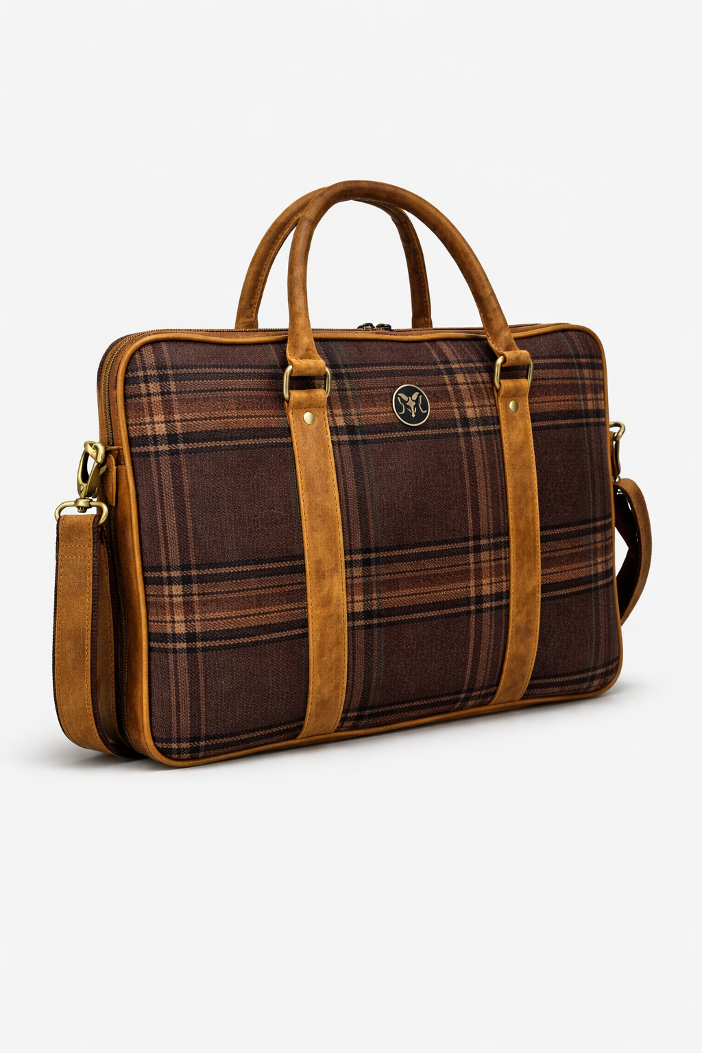 ARIES Checkered Pattern Laptop Bag 16"inch (Tan)