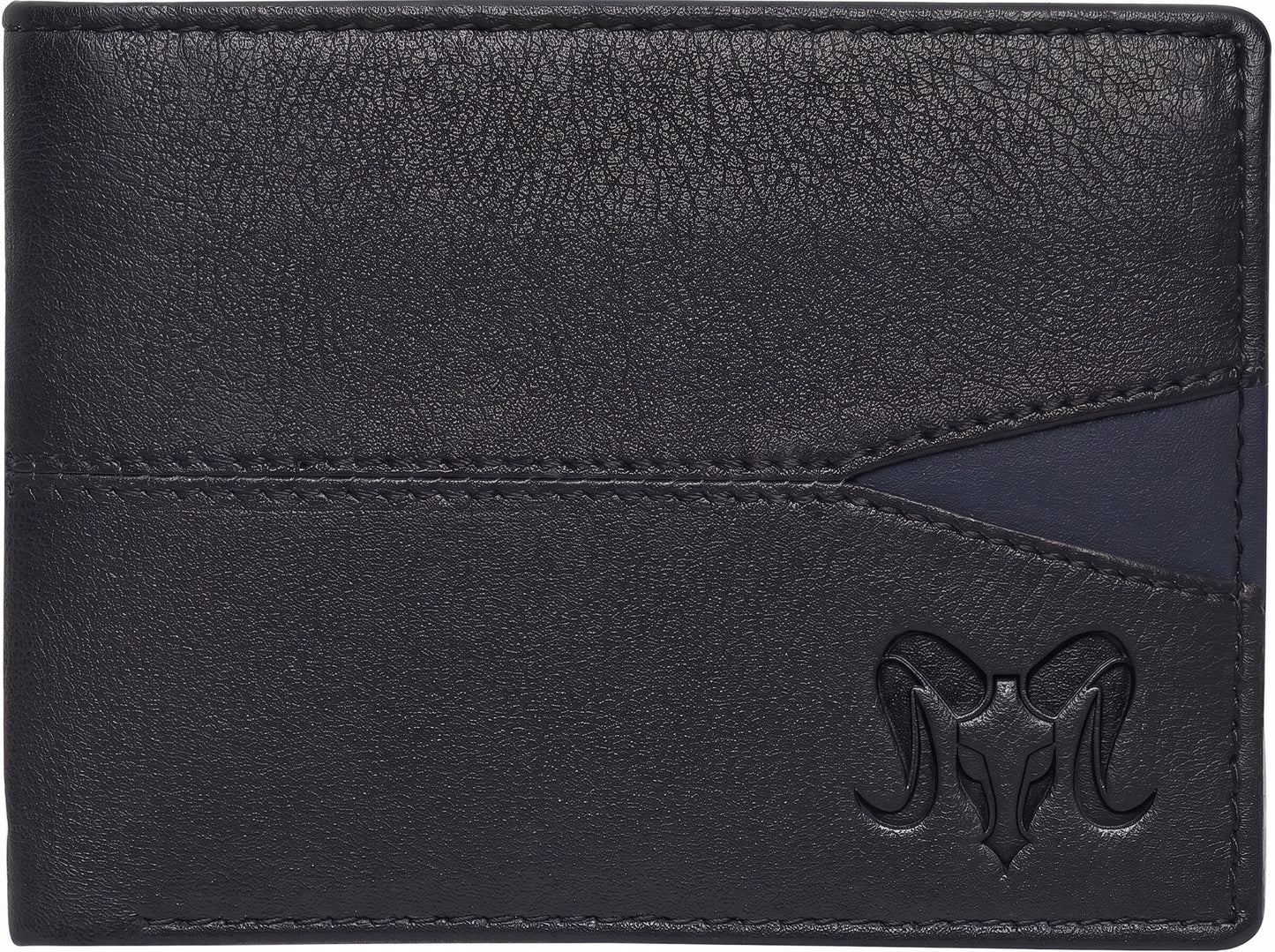 Aries Premium Black Genuine Leather Card Holder Wallet