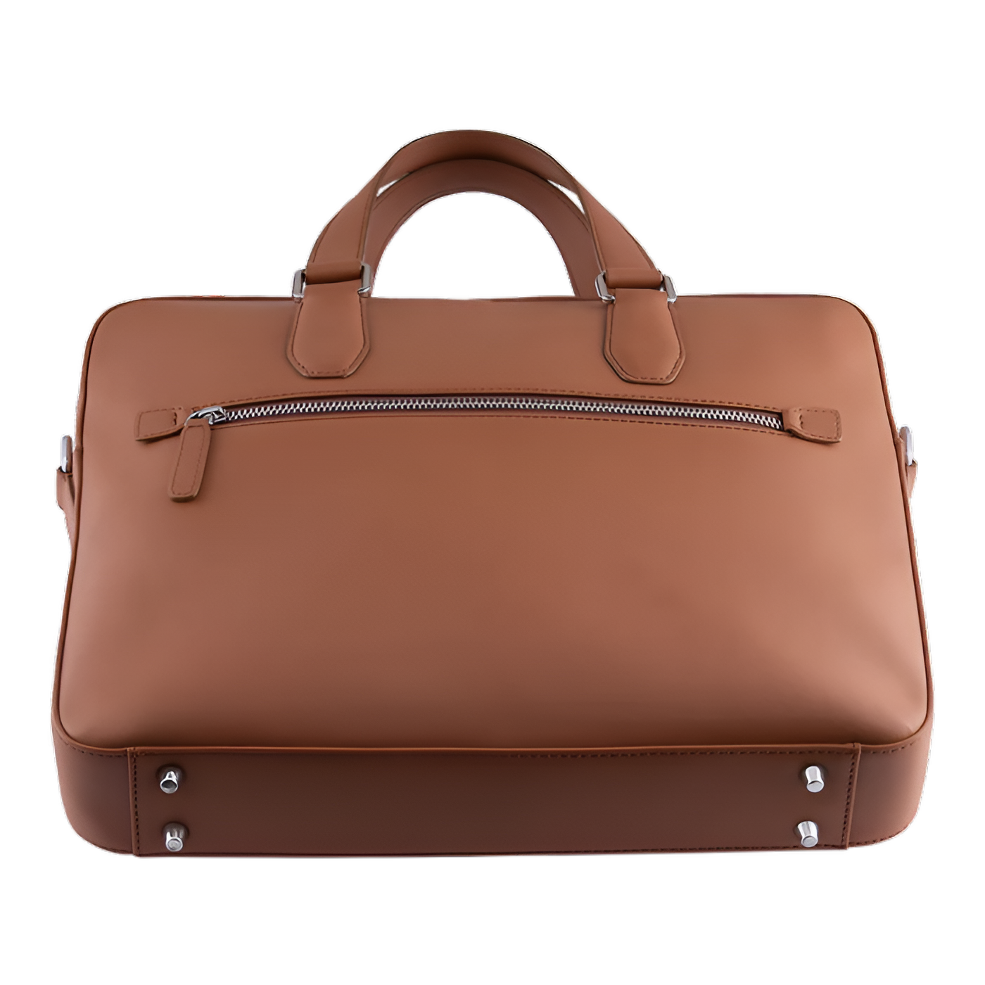 ARIES Laptop Bag in Plain Vegan Leather 16"inch (Brown)