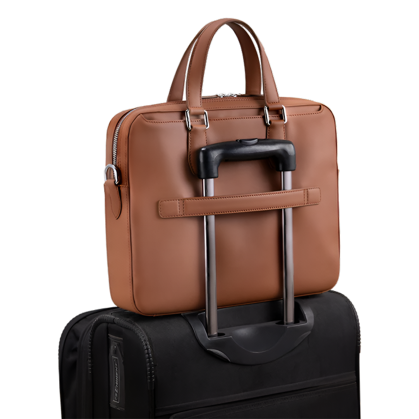 ARIES Laptop Bag in Plain Vegan Leather 16"inch (Brown)