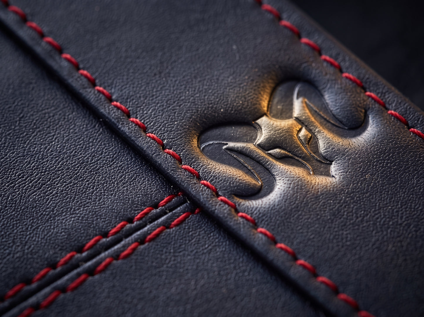 Aries Premium Navy Blue Genuine Leather Bi-Fold Wallet with Red Contrast Stitching