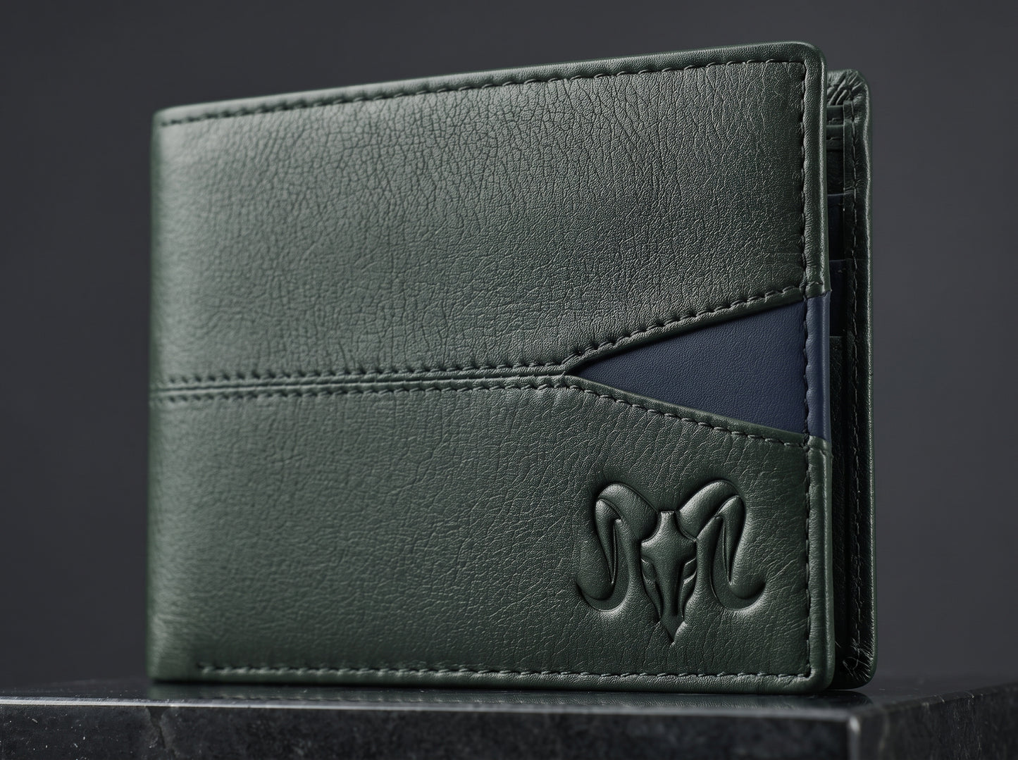 Aries Premium Olive Green Genuine Leather Card Holder Wallet
