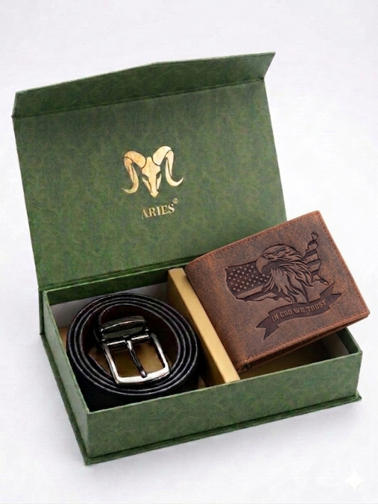 ARIES Eagle Edition Wallet & Belt Combo