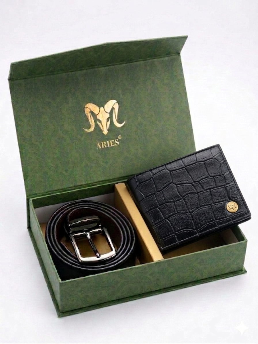 ARIES Panther Edition Wallet & Belt Combo