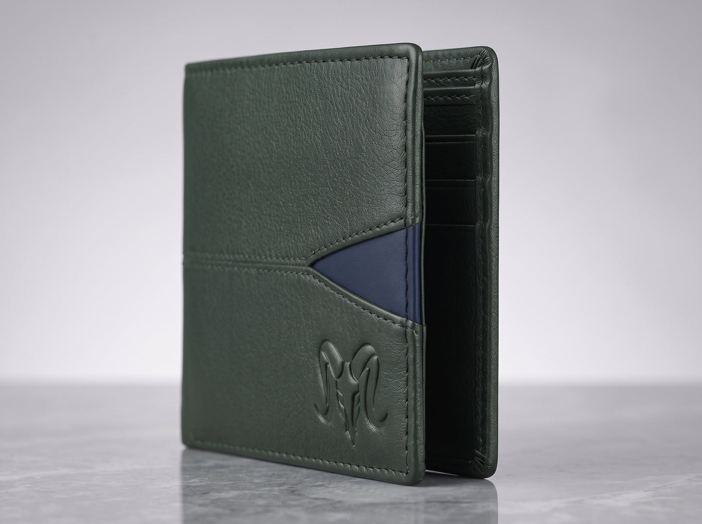 Aries Premium Olive Green Genuine Leather Card Holder Wallet