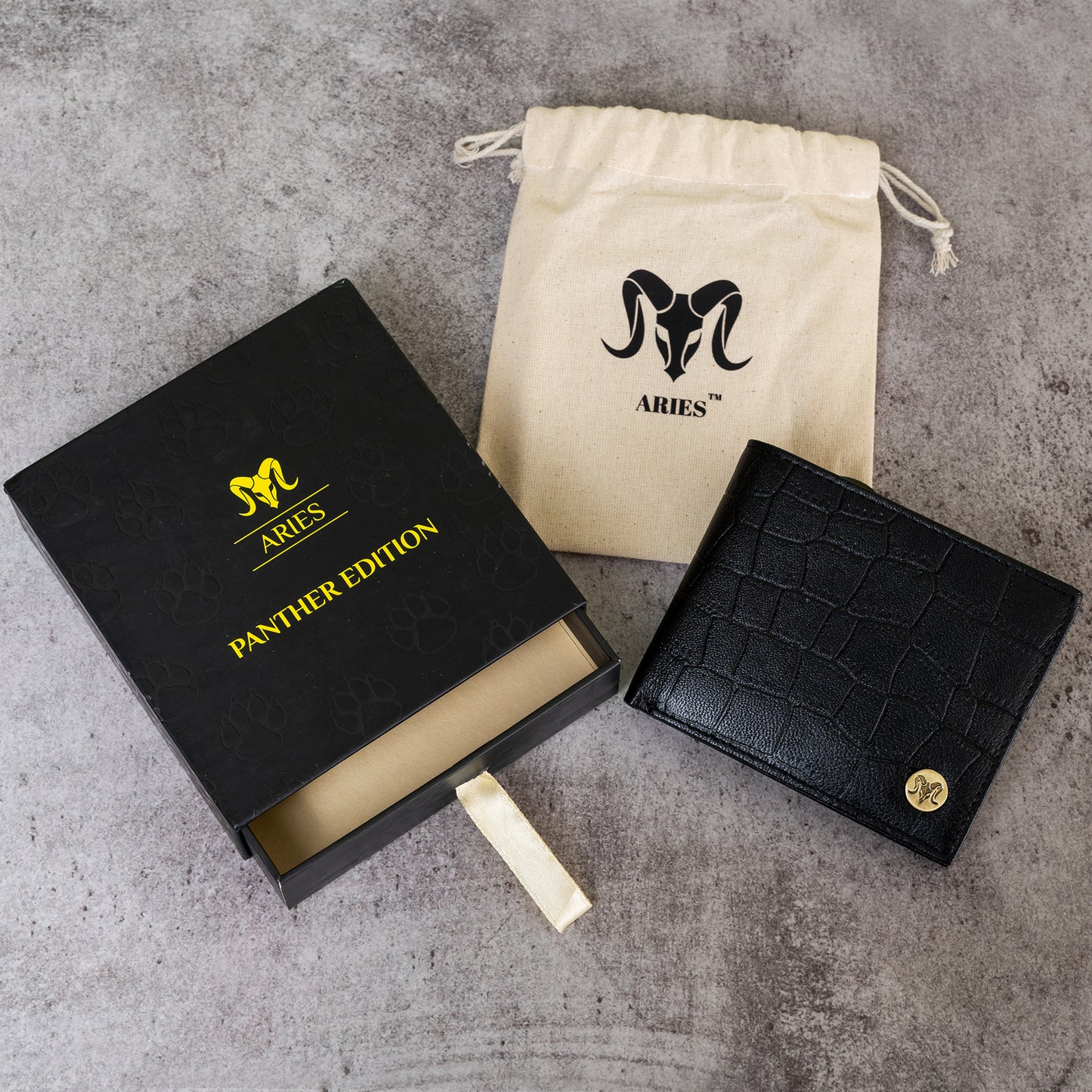 ARIES Panther Edition Men's Wallet (Black)