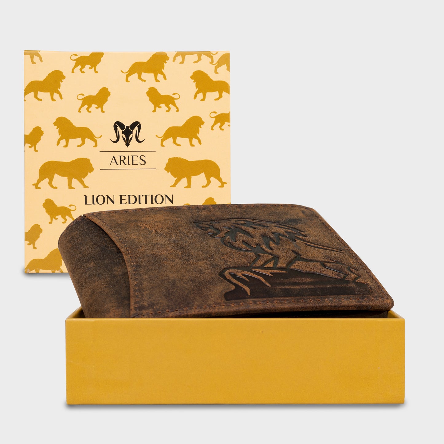 ARIES Lion Edition Men's Wallet (Tan)