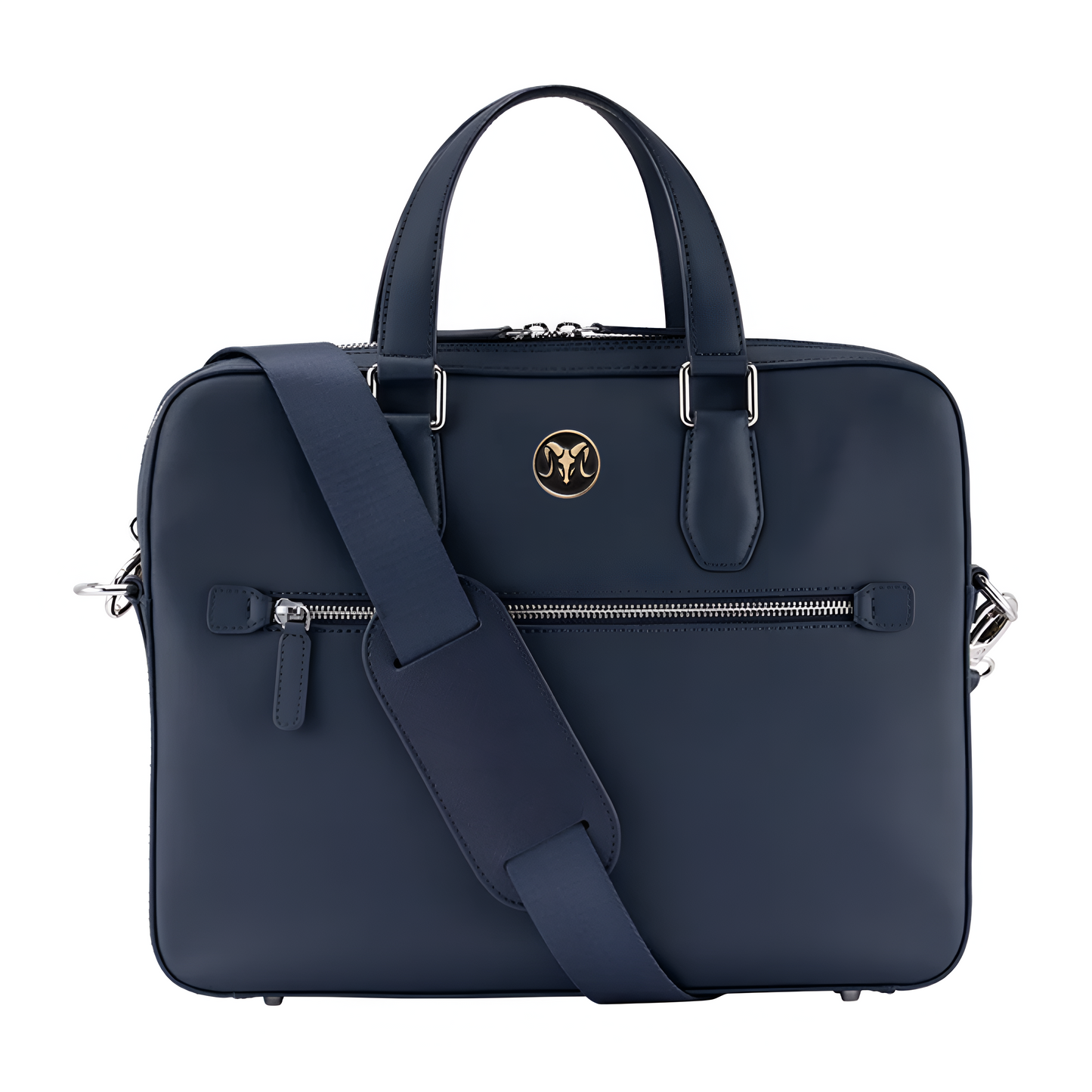 ARIES Laptop Bag in Plain Vegan Leather 16"inch (Blue)