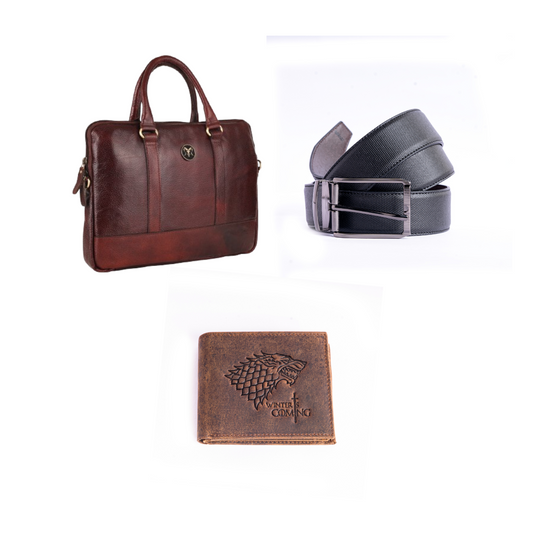 Game of Thrones Edition Leather Combo – Wallet, Belt & 14" Laptop Bag