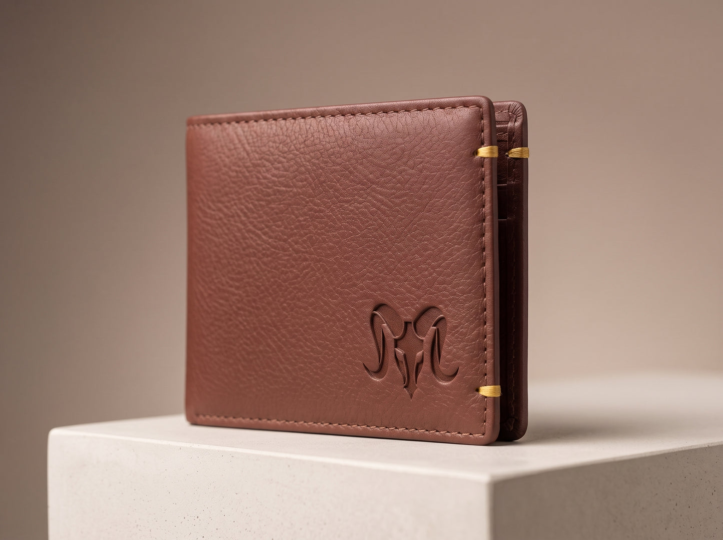 Aries Premium Brown Genuine Leather Bi-Fold Wallet