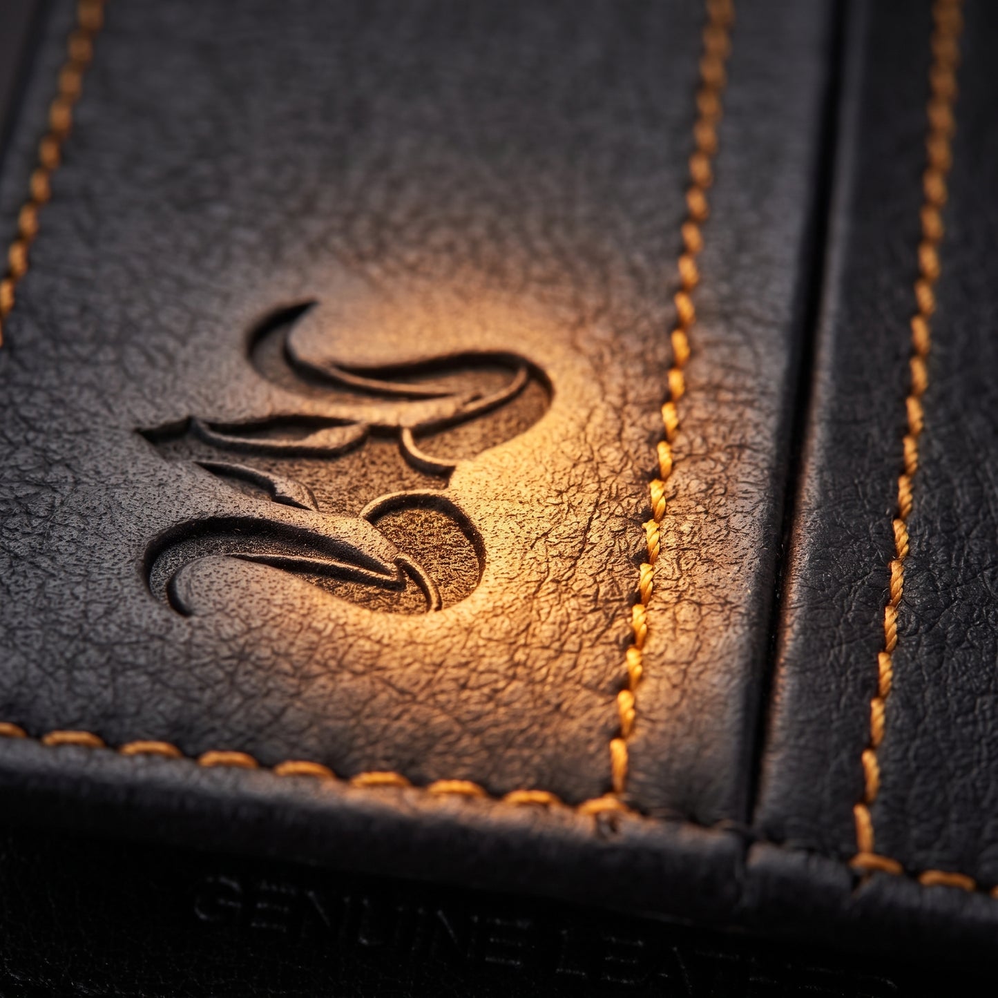 Aries Premium Black Genuine Leather Long Bi-Fold Wallet