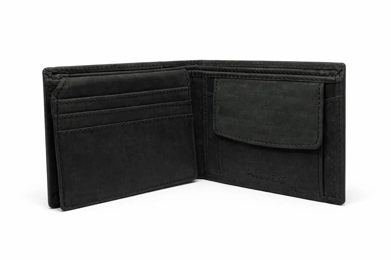 ARIES Hunter Leather Wallet (Black) with Belt