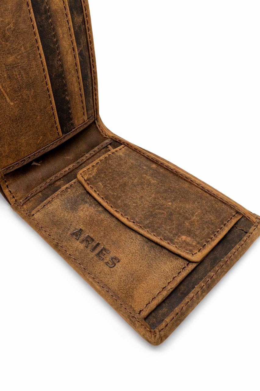 ARIES Hunter Leather Wallet (Tan) with belt