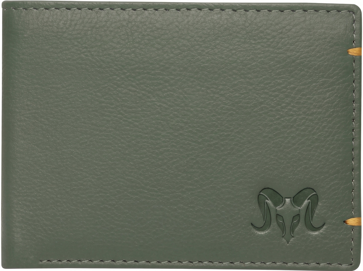 Aries Premium Olive Green Genuine Leather Money Clip Wallet