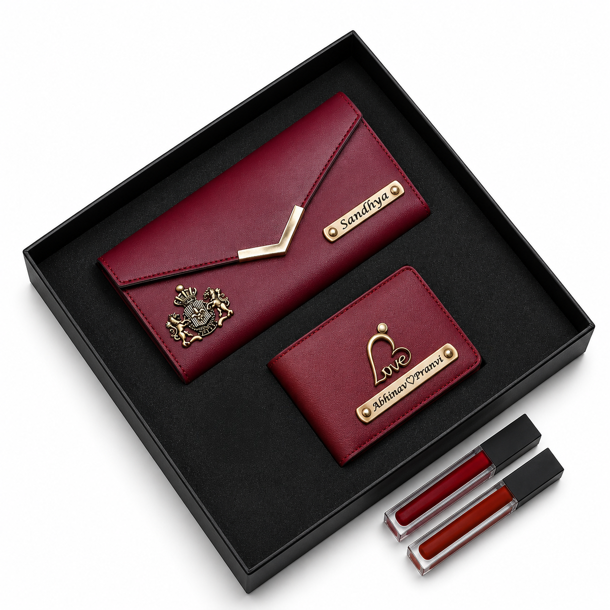 ARIES Couple's Leather Gift Set(Maroon)- Leather Men's Wallet & Female's Clutch Combo For Couple