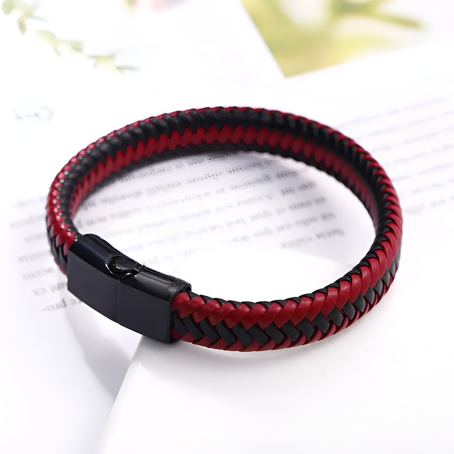 ARIES Magneto Leather Band (Red & Black)