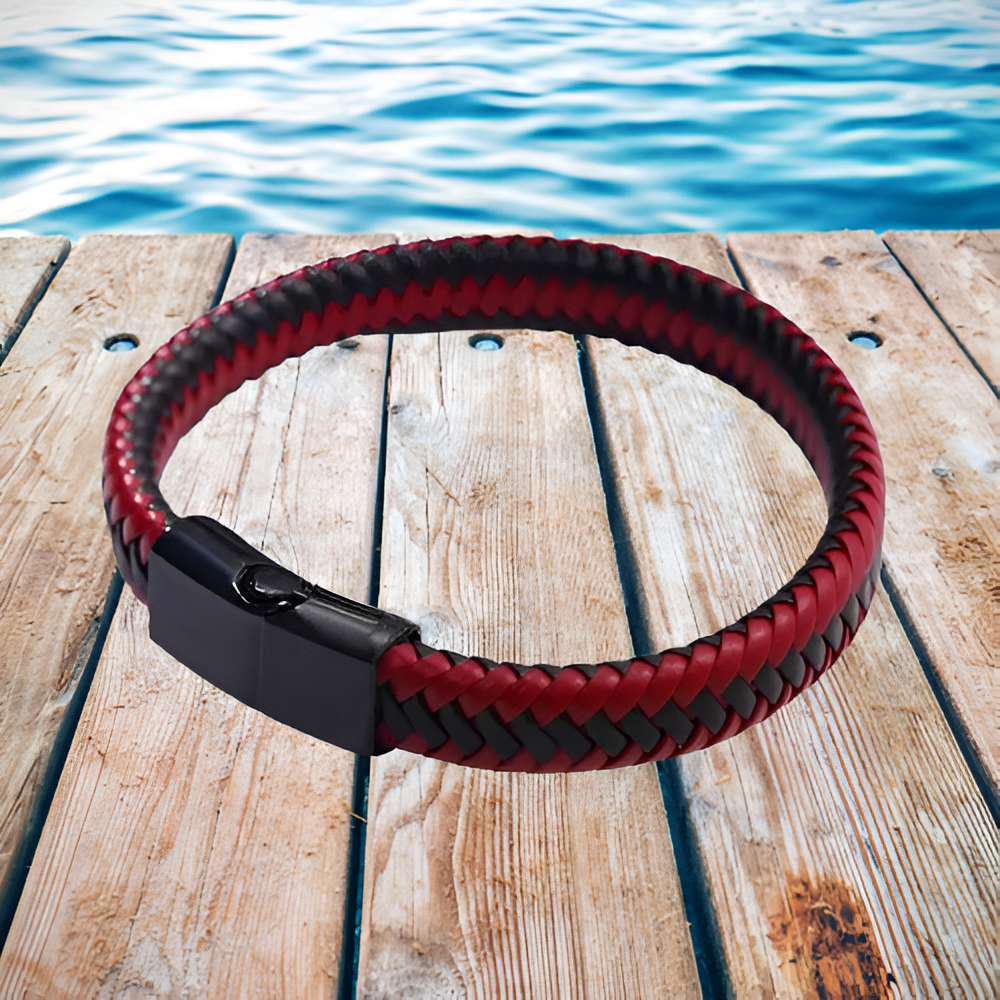 ARIES Magneto Leather Band (Red & Black)